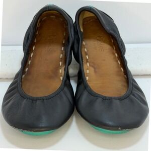Tieks by Gavrieli Matte Black Leather Ballet Flats Teal Sole Womens 8 Round Toe